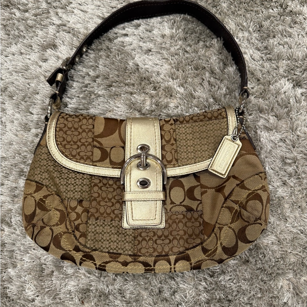 Rare Coach Brown Shoulder Bag F2316 Vintage Coach Bag Soho Signature Patch Work